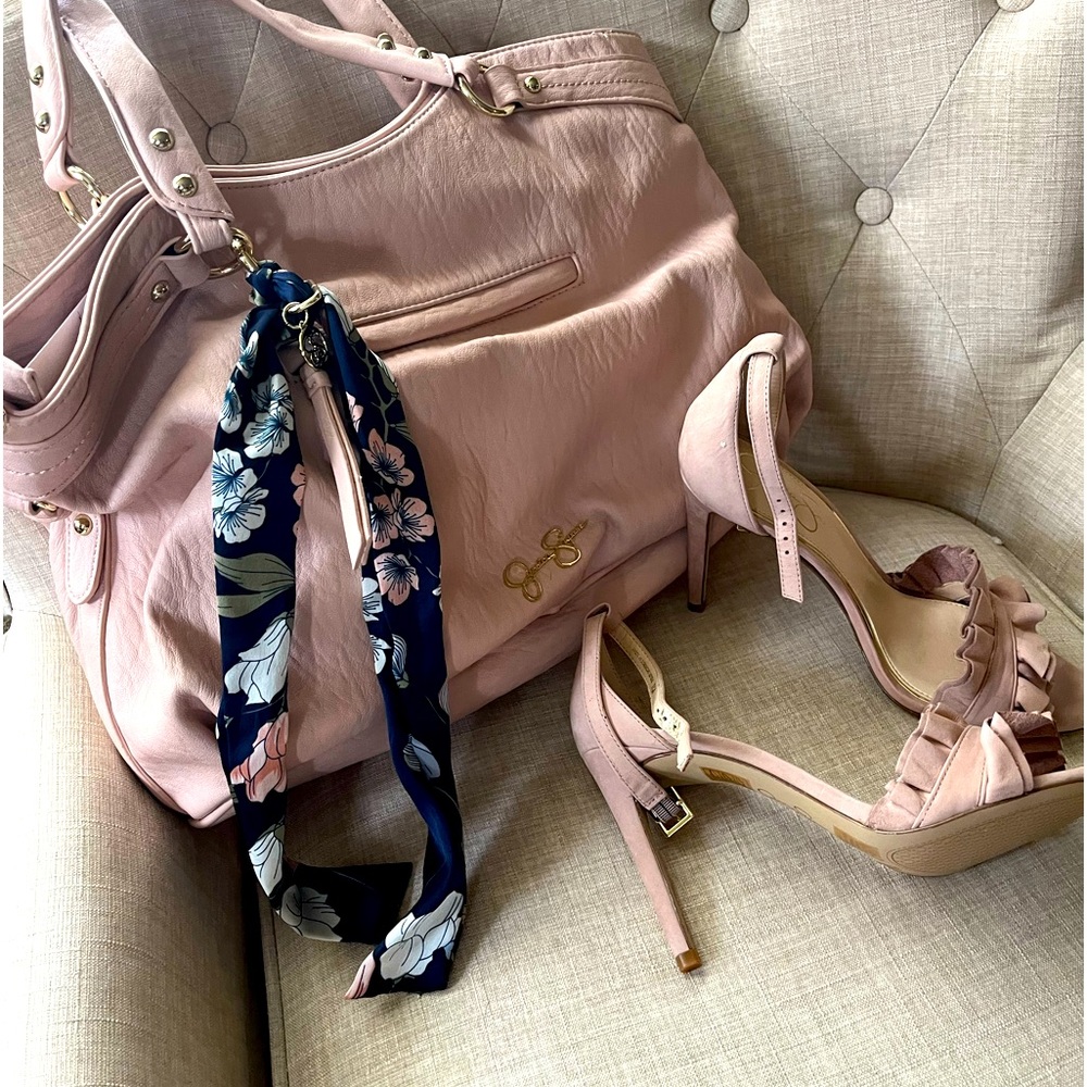 Suede shoes and handbag to match